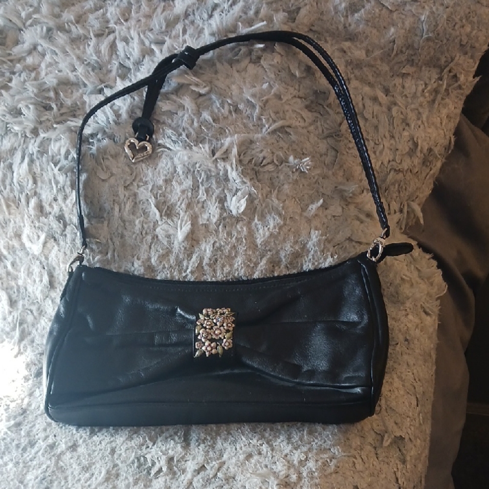 Brighton Black Shoulder Bag with Rhinestone Detail